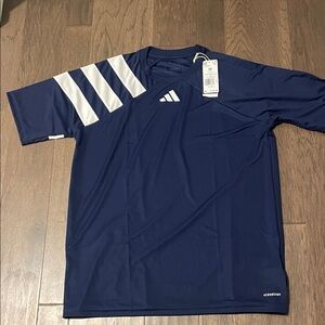 Adidas Men's Dark Blue Fortore Tee with White Stripes